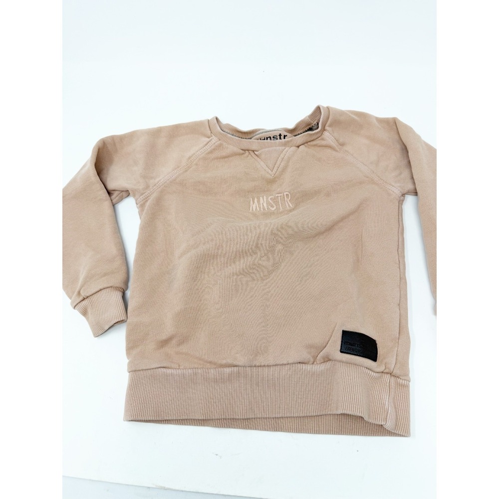 Mnstr Kids Pullover Sweatshirt Raglan Sleeve Spell Out Cotton Pink Boys Size 3